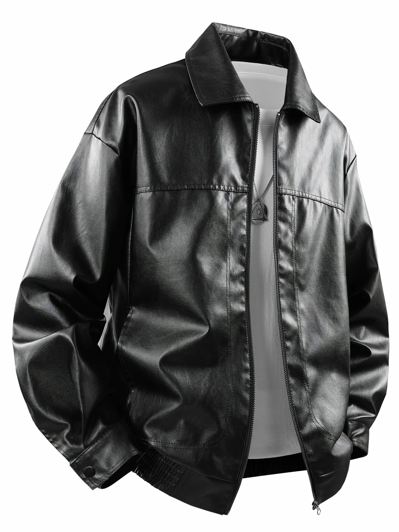 Men's Leather Jacket with a Lapel, Windproof and Warm, with Excellent Texture, Suitable for Workplace Commuting, Daily Shopping, Weekend Trips, Casual Gatherings with Friends, Autumn and Winter Styles, Short Trips