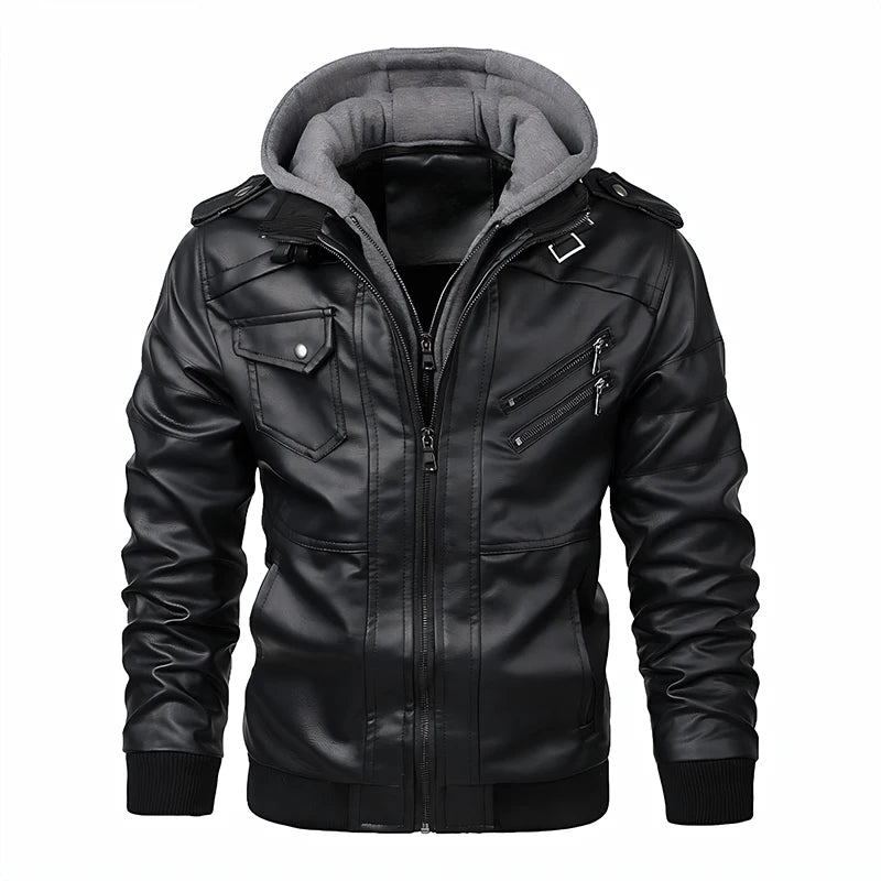 Motorcycle Leather Jackets Man Casual Fashion Motorcycle Coat Slim Fit Lapel PU Jackets Autumn Anti-wind Leather Coat Male