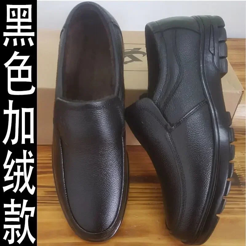 Genuine Leather Men Casual Shoes Luxury British Business Men Shoes Fashion Round Toe Lace Up Autumn Winter Old Man's Footwear