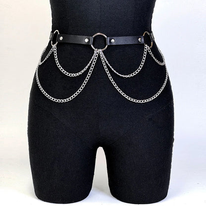  Women Fashion Waistband Accessory Leisure Punk Gothic Clothing Jewelry Belt Sexy Leather Harness Belt Waist Chain Harness