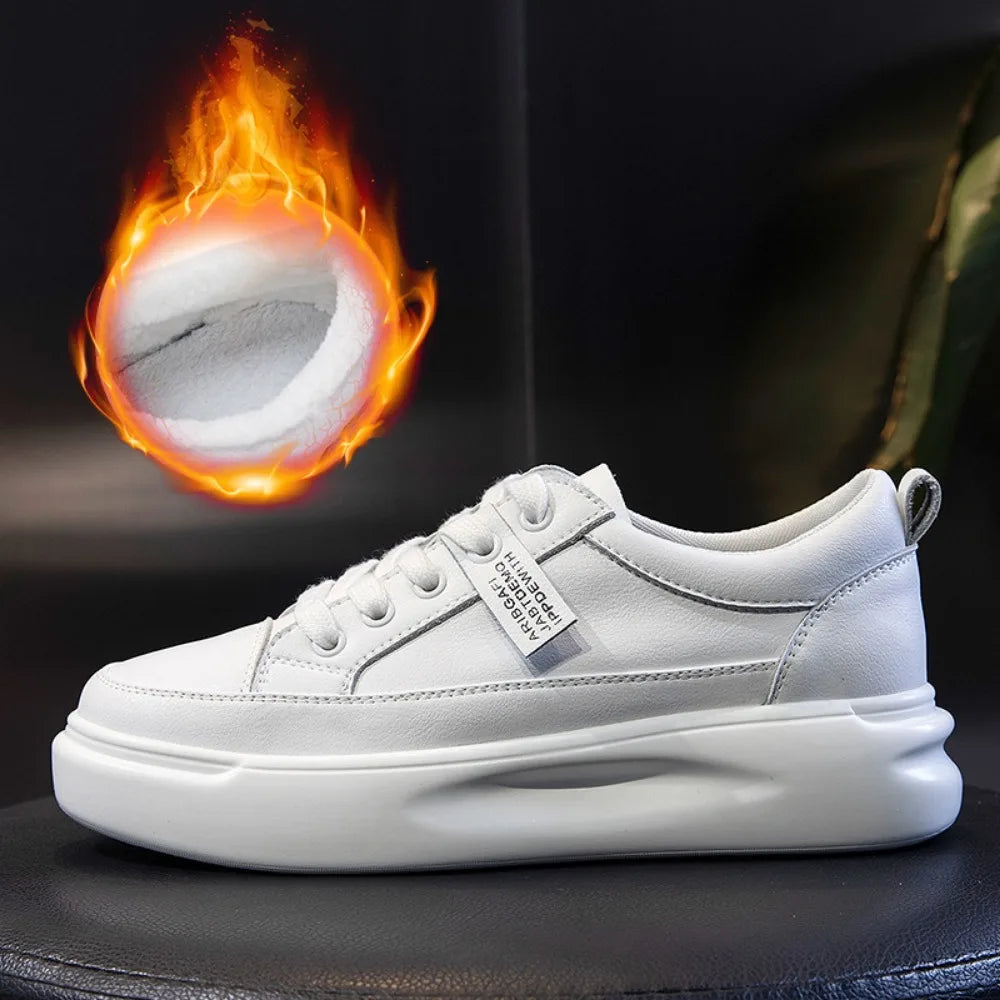 Leather sneakers 2025 Autumn/winter New Single Shoe Thick Soled Women's Shoes Flat Soled Shoes Casual Shoe Women's Board Shoes