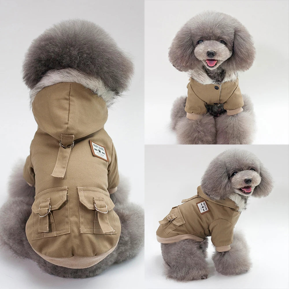 Cool Dog Leather Jacket Coat Warm Winter Pet Clothing Outfit French Bulldog Clothes Coats for Small Medium Dogs