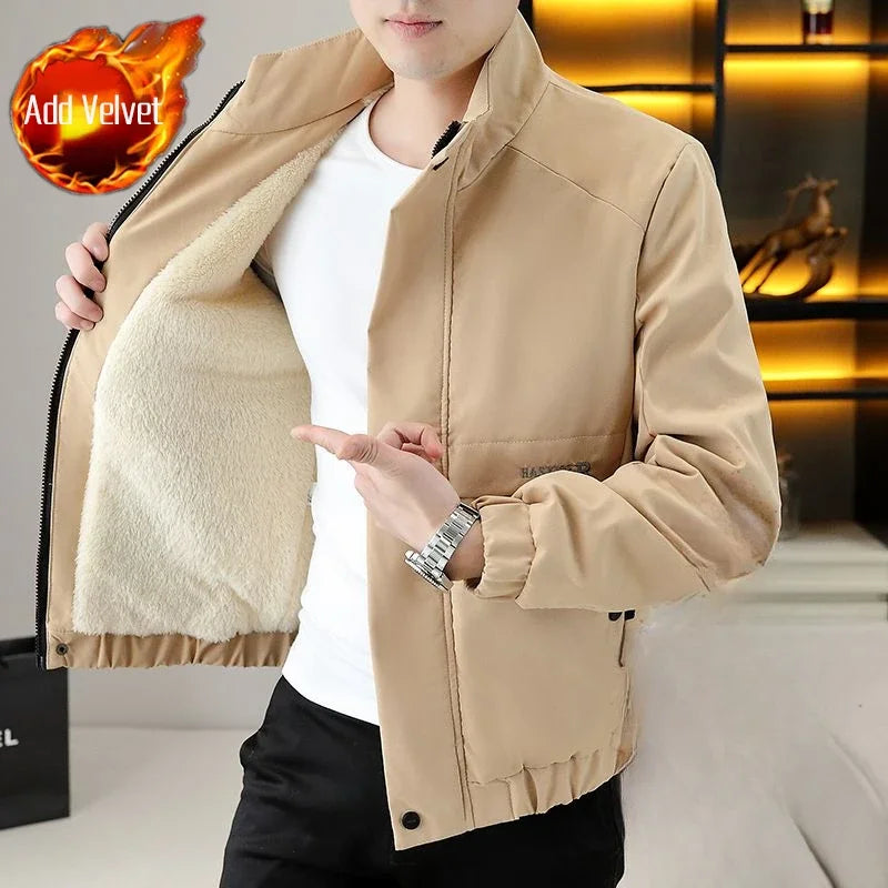 Winter Coat for Men Warm Thick Fleeced Casual Fast Delvery Vintage Quilted Padded Jacket Man High Quality New In Joker Work Cold
