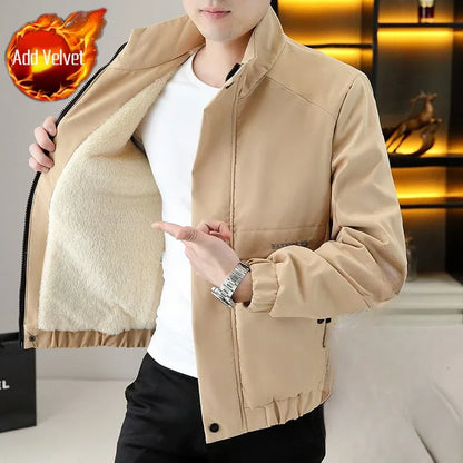 Winter Coat for Men Warm Thick Fleeced Casual Fast Delvery Vintage Quilted Padded Jacket Man High Quality New In Joker Work Cold