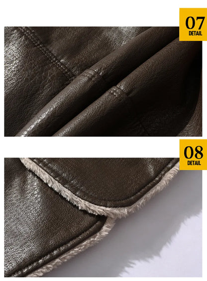 Winter Men's Leather Jacket Oversized Fur Long Coats High Quality PU Leather Thicken Fleece Casual Jacket Men Clothing A2F80818