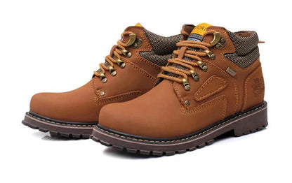 Genuine Leather Men Boots Casual Work Shoes Brown Luxury Brand Autumn Winter Handmade Fashion Male Ankle Boots Bot