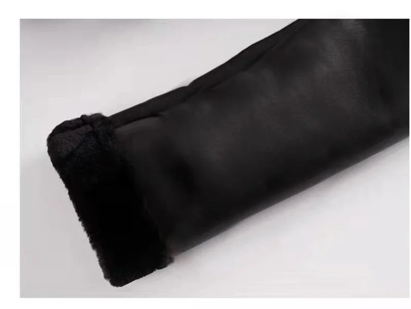Women Leatherette Coat Female Loose Outwear Extra Thick Warm Extra Thick Lamb Wool New Autumn Winter Pu Leather Jacket