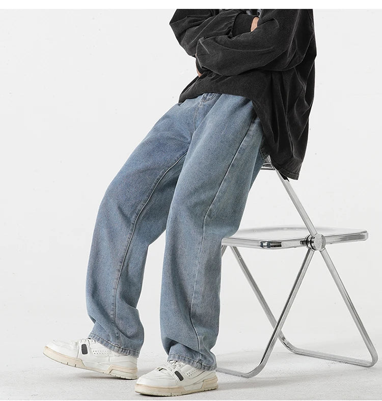 Jeans men's spring and summer 2025 new style trend straight versatile casual pants loose wide-leg mopping trousers