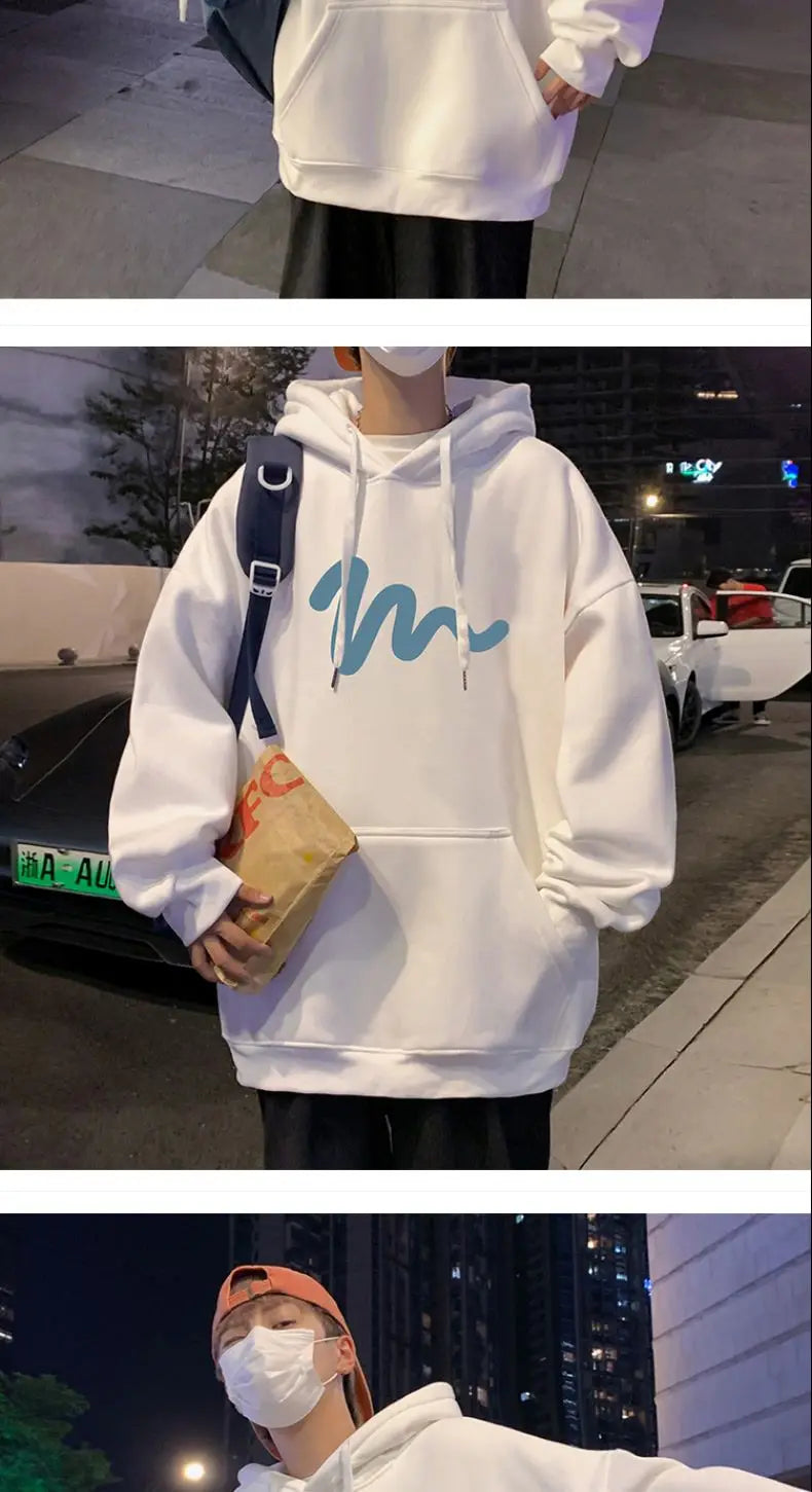 Sweater Men 2024 New Autumn and Winter Hooded American Couple Hoodies Fashion Casual Thickened Velvet Jacket Versatile Trend