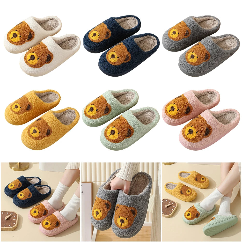 Cute Bear Slippers Fluffy Winter House Shoes Lightweight Women Winter Slippers Bedroom Slippers Cozy Soft Plush Home Slippers