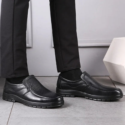 Genuine Leather Men Casual Shoes Luxury British Business Men Shoes Fashion Round Toe Lace Up Autumn Winter Old Man's Footwear