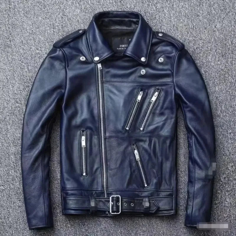 Men's Leather Jacket Fashionable Casual Coat Motorcycle Style Regular Cut Chinese Brand Stock AE New Autumn Winter Collection