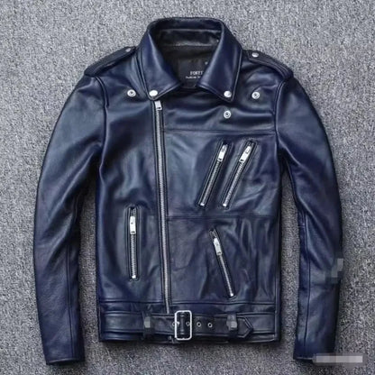 Men's Leather Jacket Fashionable Casual Coat Motorcycle Style Regular Cut Chinese Brand Stock AE New Autumn Winter Collection