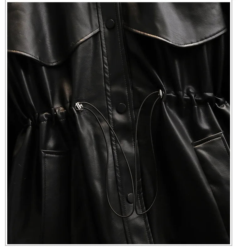 Leather Jacket Women 2022 New Autumn Winter Leather Jackets Female Overcoat Fashion Slim Thicken Warm Parka Outerwear