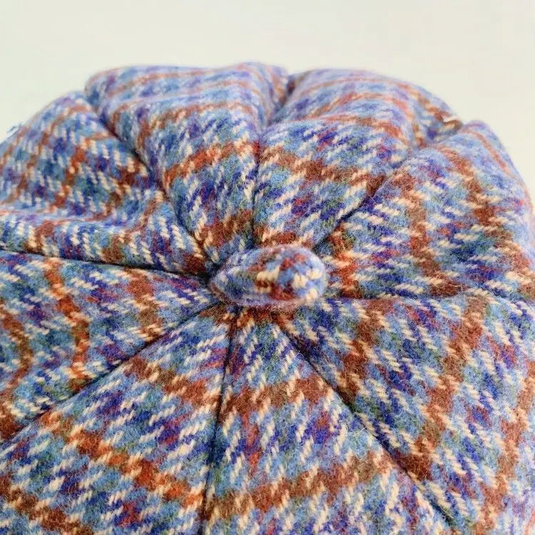 Kids Boys Girls PU Leather Hat 2024 New Arrival Children Princess Retro Beret Cap British Style Plaid Striped Cap Steetwear Hat