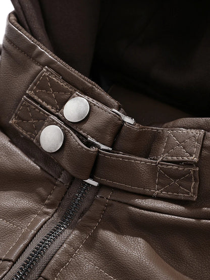 Motorcycle Leather Jackets Man Casual Fashion Motorcycle Coat Slim Fit Lapel PU Jackets Autumn Anti-wind Leather Coat Male