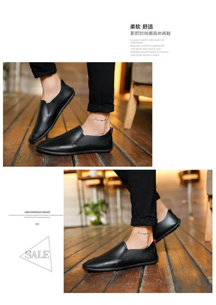 Leather Shoes Men's Shoes 2023 Spring and Autumn Season New Soft Sole Bean Shoes, Casual Shoes, Men's Lazy Shoes, Single Shoes