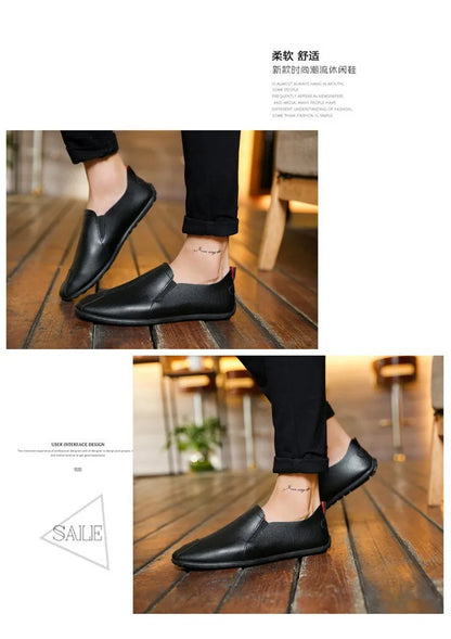 Leather Shoes Men's Shoes 2023 Spring and Autumn Season New Soft Sole Bean Shoes, Casual Shoes, Men's Lazy Shoes, Single Shoes