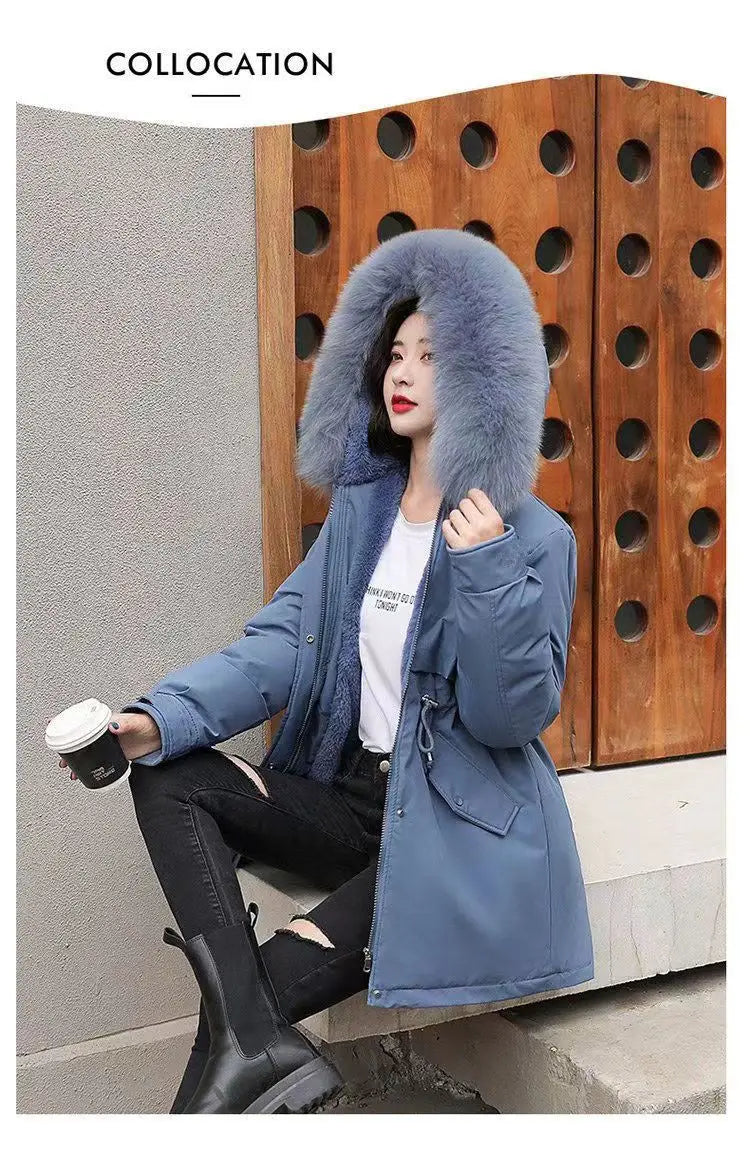 Winter Coat 2025 New Women's Thick Cotton Jacket Women's Medium long Korean version Fur collar Coat Female Warm Parka Overcoat