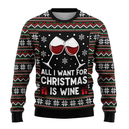 Merry Christmas Wine Ugly Christmas Sweaters For Men Women Wine Bottle Printes Pullover Sweatshirts New In Christmas Jumper