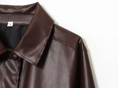 Women's Leather Jacket 2025 Autumn Winter New Fashion Women Long Sleeve Zipper Jackets Women High Street Elegant Short Coats