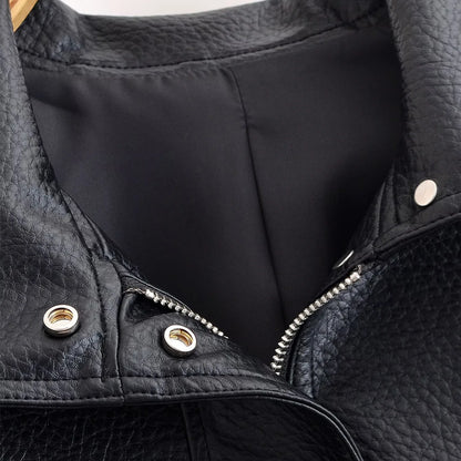 Chic Fashion Pu Leather Jackets Loose Female Short Outerwear Trend Casual High-quality Coats Vintage Motorcycle Fall Street Wear