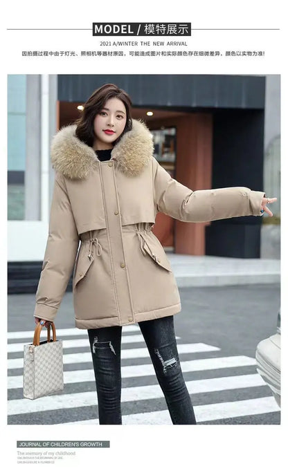 Winter Coat 2025 New Women's Thick Cotton Jacket Women's Medium long Korean version Fur collar Coat Female Warm Parka Overcoat