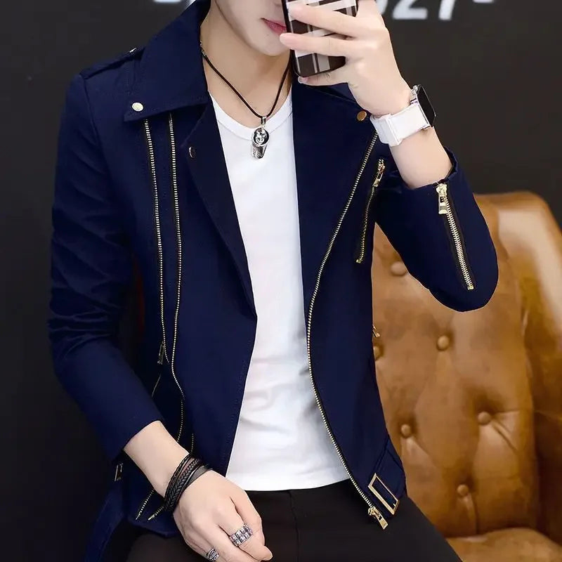 Coats Black Leather Jacket for Men Trendy 2025 Fashion Fashionable Spring Clothes Man Suits and Blazers Menswear Vintage Classic