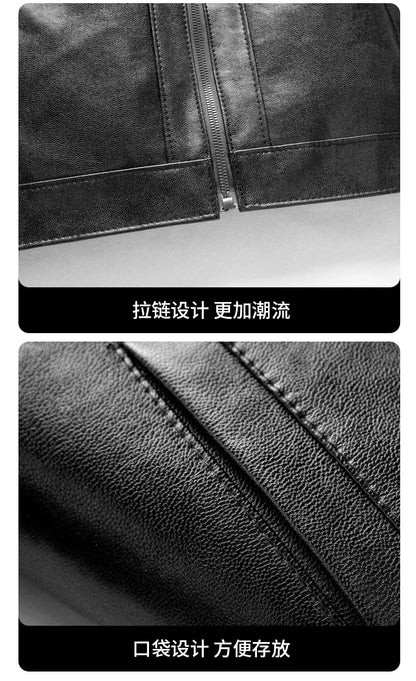 Business Leather Jackets Mens Fashion Leather Jacket Slim Fit Tturn Down Collar Coats Handsome Top Korean Casual Leather Coat