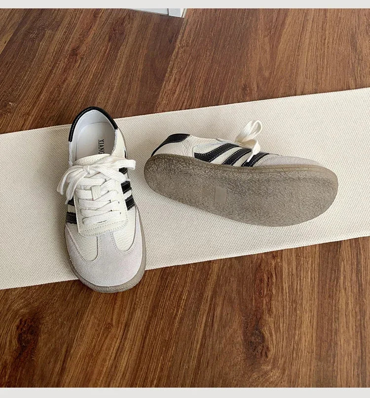 Leather cowhide German training shoes women's college style casual shoes 2025 new soft-soled casual flat-soled sports shoes