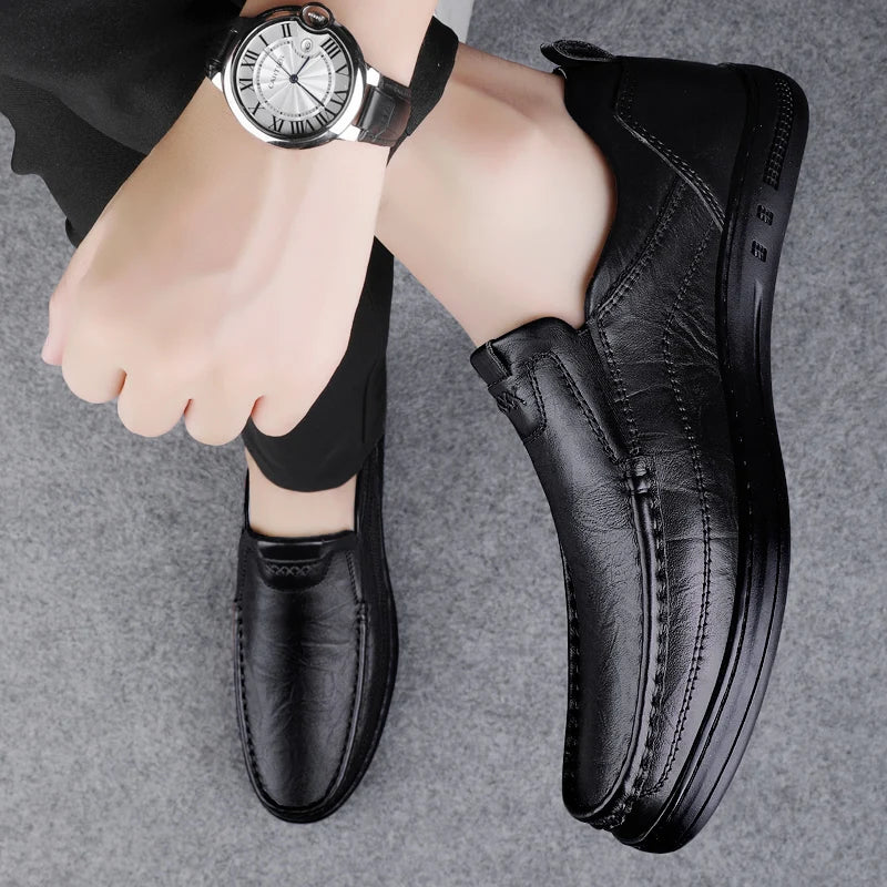 Italian High-quality Men's Genuine Leather Shoes Fashionable Loafers Men's Work Business Shoes Interview Formal Shoes
