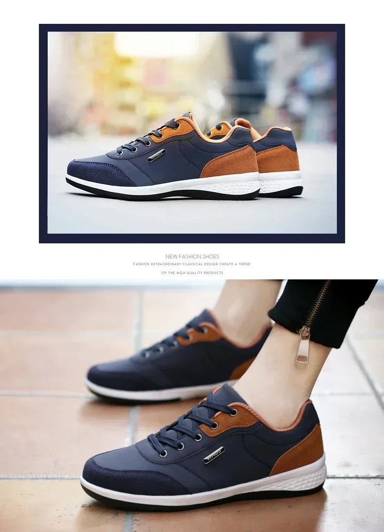 Leather Men Shoes Sneakers Trend Casual Shoe Comfortable Breathable Leisure Male Sneakers Non-slip Footwear Men Sports Shoes