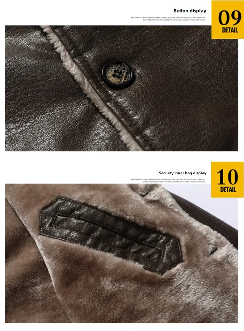 Men Coat Winter Long Leather Jacket Casual Jackets Coats New Faux Leather Vintage Biker Jacket Men Windproof Motorcycle Jacket