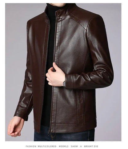 Warmth Thiened Real Leather Jaet Men's Casual Busin Sle eepskin Coat Dad Coat Loose Fit Winter Outerwear