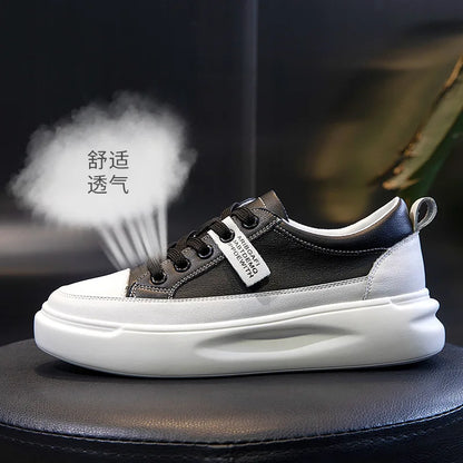 Leather sneakers 2025 Autumn/winter New Single Shoe Thick Soled Women's Shoes Flat Soled Shoes Casual Shoe Women's Board Shoes