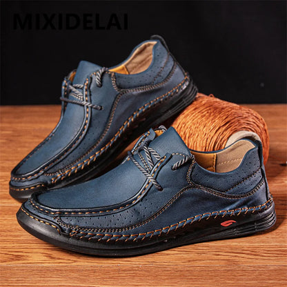 Handmade Leather Shoes Men Casual Sneakers Comfortable Driving Shoe Soft Flat Loafers Men Shoes Hot Sale Moccasins Tooling Shoe