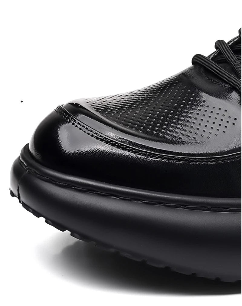 Genuine Leather Shoes Men Trendy Athletic Casual Walking Business Office Air Cushion Sneaker Sports Lightweight Streetwear Brown