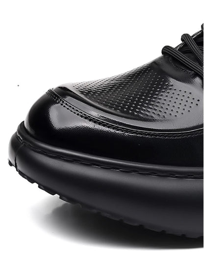 Genuine Leather Shoes Men Trendy Athletic Casual Walking Business Office Air Cushion Sneaker Sports Lightweight Streetwear Brown