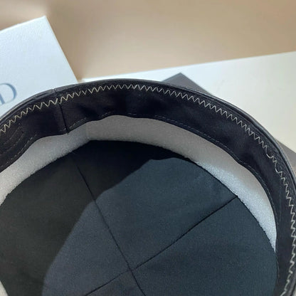 PU Leather Beret Caps Women Fashion Artist Painter Hat Letter M Female Berets Flat Top Octagonal Cap Ladies All-Match Caps