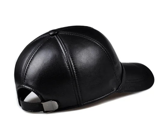 New Men Real Leather Baseball Caps Sheepskin Casual  Men Youth Duck Tongue Warm Hats Hip Pop Bonnet Femme