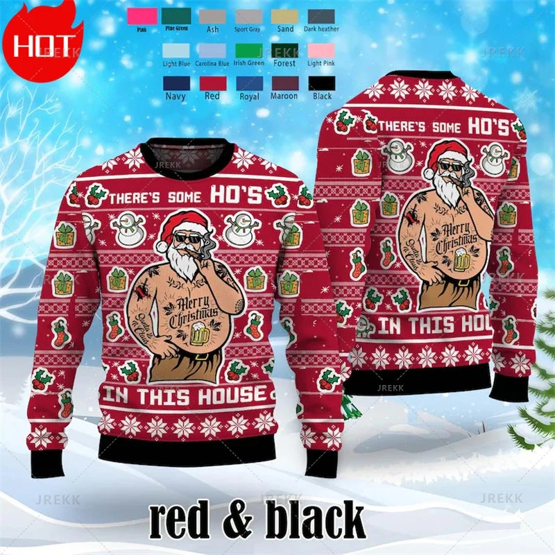 Merry Christmas 3D Printed Sweatshirts Santa Claus Graphic Christmas Sweater Men Fashion Ugly Christmas Sweater New In Sweaters