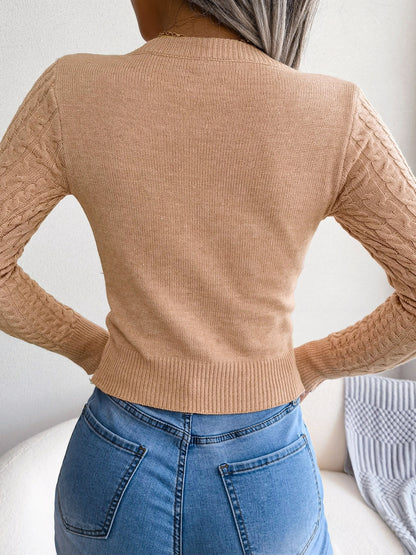Women'S Long Sleeve Hollow Sweater | High Stretch Fabric, Crew Neck, Sexy Slim Fit, Autumn/Winter