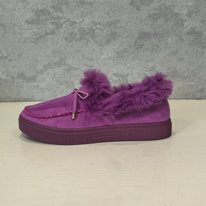 1PC Fleece Lined Snow Boots for Women, Short Flat and Warm Winter Boots with Smooth Color Laces