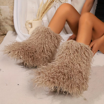 Women's Solid Color Snow Boots, Fashion Slip On Winter Boots, Women's Comfortable Boots