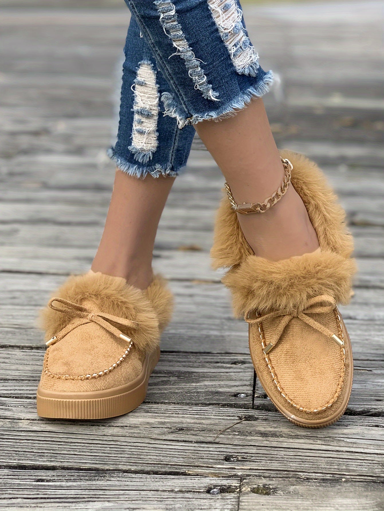 Cozy Fluffy Boots for Women - Soft Platform, Thermal Lining, Round Toe, Non-slip Sole, Warm and Comfortable Winter Boots with Soft Sole for Snowy Days - Perfect for Cold Weather