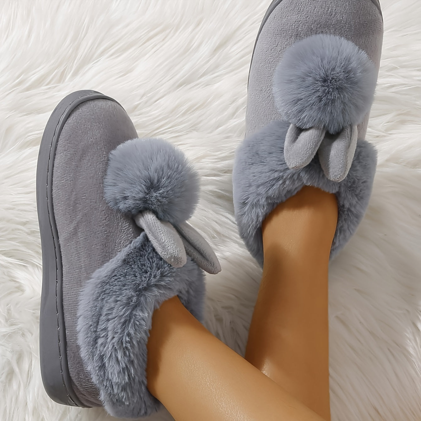 Ladies Home Shoes, Indoor Slippers, Cute Rabbit Plush Slippers