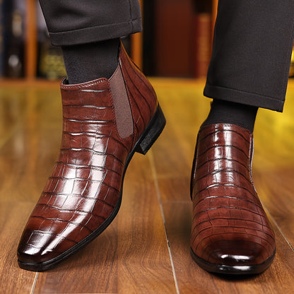 New Chelsea Boots Men's PU-Leather Men's Autumn And Winter Boots Mid-Top Boots