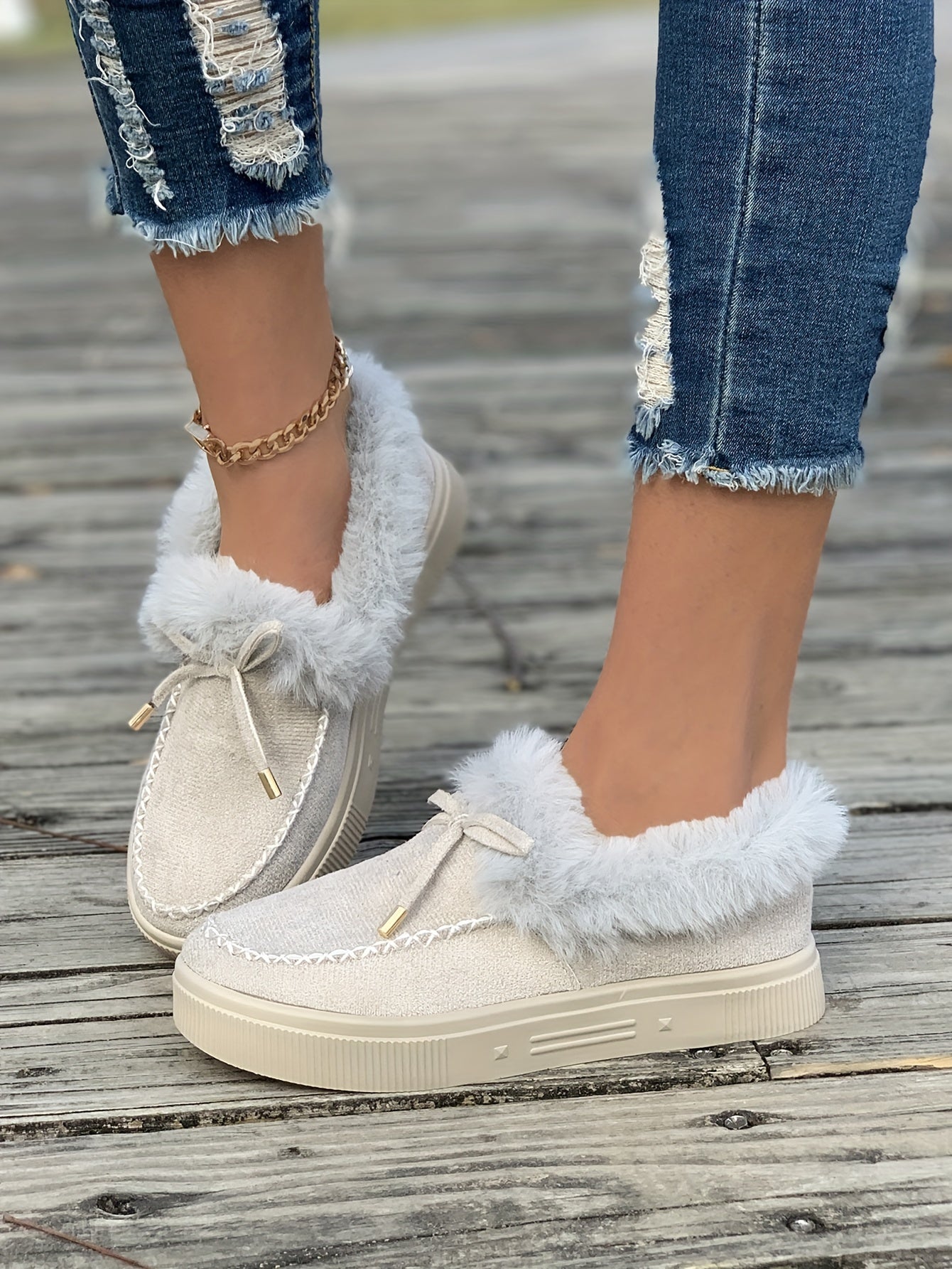 Cozy Fluffy Boots for Women - Soft Platform, Thermal Lining, Round Toe, Non-slip Sole, Warm and Comfortable Winter Boots with Soft Sole for Snowy Days - Perfect for Cold Weather