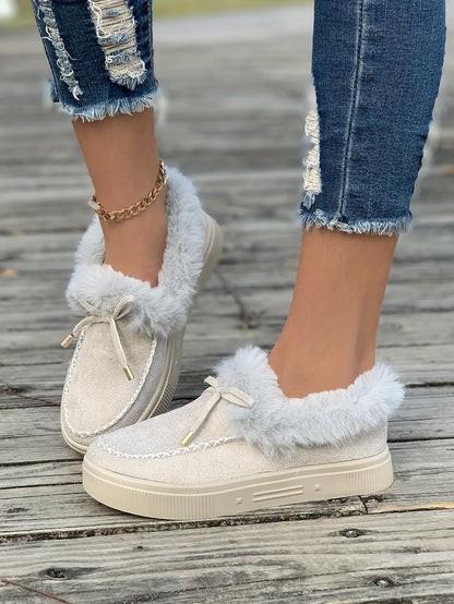 Cozy Fluffy Boots for Women - Soft Platform, Thermal Lining, Round Toe, Non-slip Sole, Warm and Comfortable Winter Boots with Soft Sole for Snowy Days - Perfect for Cold Weather