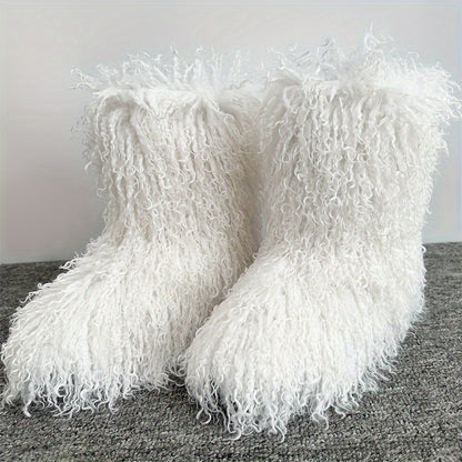 Women's Solid Color Snow Boots, Fashion Slip On Winter Boots, Women's Comfortable Boots